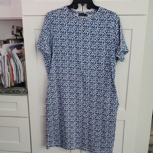 Blue Floral Short-Sleeve Dress